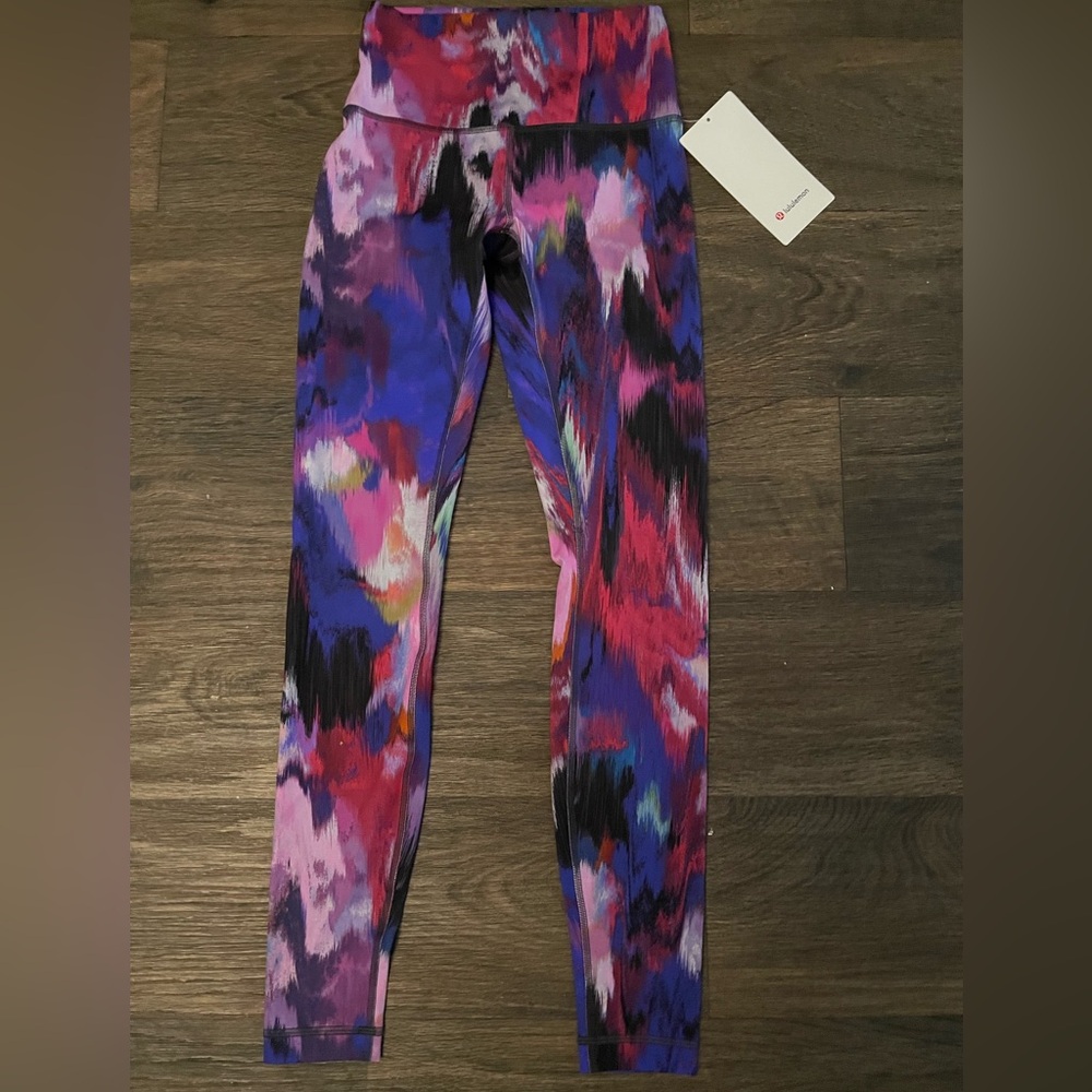 Lululemon Women’s Wunder Train size 4 NWT Pink Purple Multicolor 28” Leggings